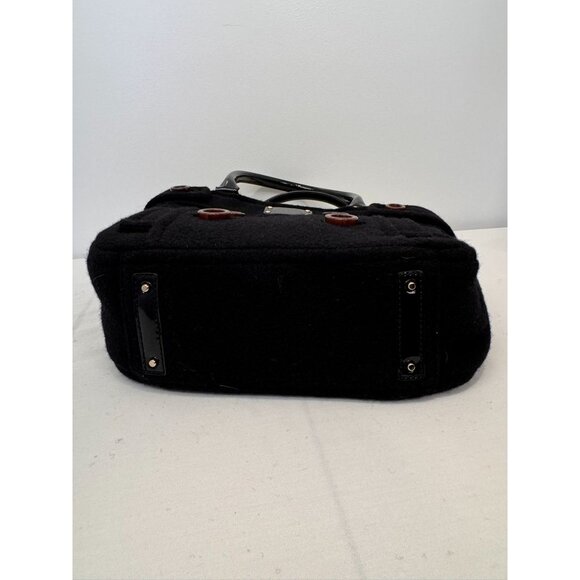 NWT Kate Spade Black Wool Button Tote Bag With Patent Leather Handles & Lined In - Picture 7 of 11